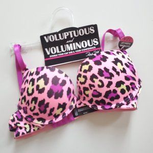 Double your Cup size Extreme Padded Pink Leopard Print Bra